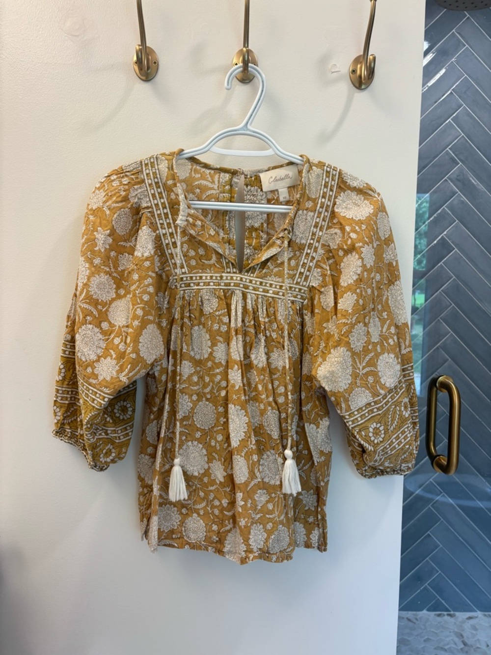 Cleobella Charlie Jade Mustard Floral Peasant Top